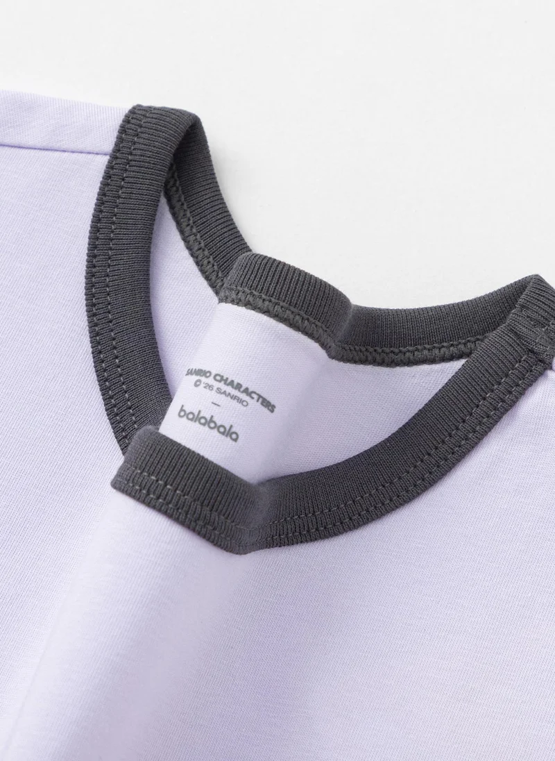 Balabala Purple/White Kids Girls Round v-neck short-sleeved T-shirt for Women | Best Price UAE