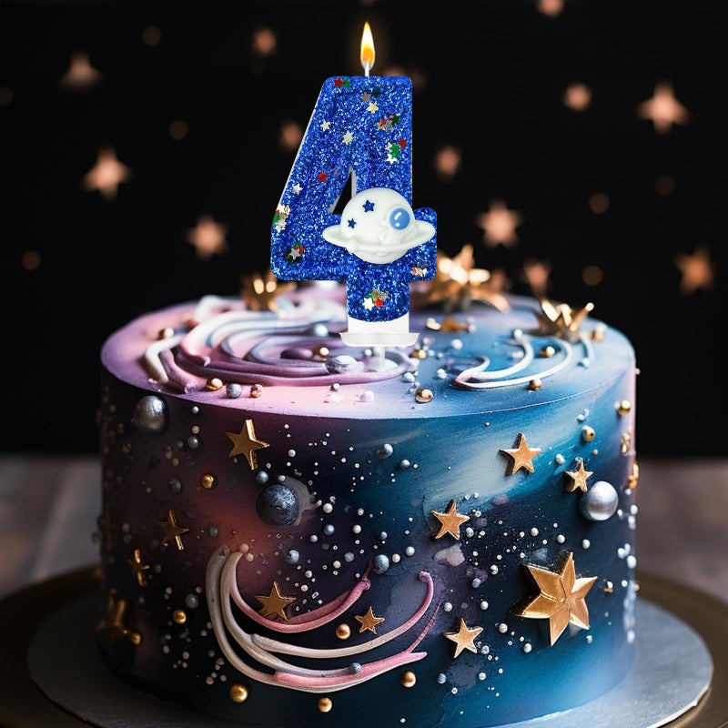 Hxouse Spaceship Number 4 Birthday Candles - Outer Space Universe Birthday Candles For Cake  4 Candle Topper For Anniversary Celebrations  Astronaut Rocket Party Decorations For Boys - Image 2