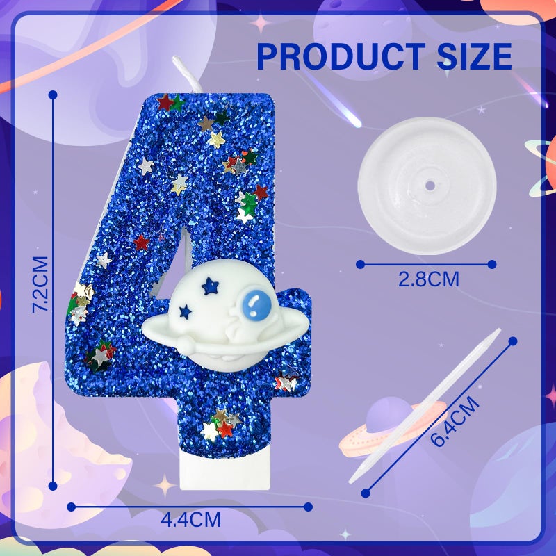Hxouse Spaceship Number 4 Birthday Candles - Outer Space Universe Birthday Candles For Cake  4 Candle Topper For Anniversary Celebrations  Astronaut Rocket Party Decorations For Boys - Image 4