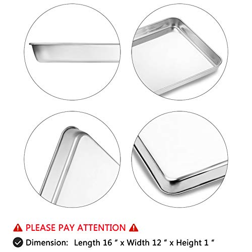 Bastwe Cookie Sheet Baking Sheet, Bastwe Stainless Steel Bakeware Oven Tray, 16 inch Commercial Grade Professional Bakeware, Healthy & Non-toxic, Mirror Finish & Rustproof, Easy Clean & Dishwasher Safe - Image 5