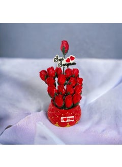 Taşdevri Life Tasdevri Life Valentine's Day Special Stone Pot Flower Red Rose  - Image 1