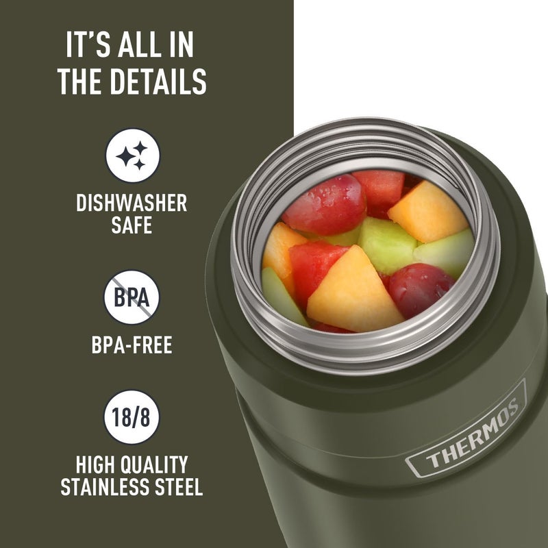 THERMOS جرة عازلة حرارياً من الفولاذ المقاوم للصدأ باللون الأخضر العسكري سعة 710 مل، Sk3020Ag، وعاء طعام معزول، صندوق غداء، حاوية تخزين، قنينة حرارية للسفر - Image 4