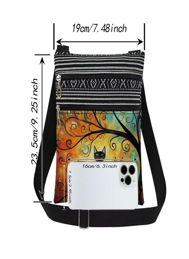 XiaoGalaee Cat Tree Print Adjustable Unisex Crossbody Bag with Zipper Closure Man Cat Lovers Shoulder Bag Artistic Gift for Women Birthdays Outdoor Travel Sunset-Themed Accessories - Image 4