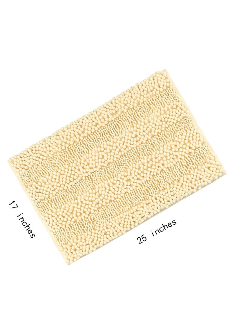 TYCOM Bathroom Rugs Bath Mat Non Slip Fluffy Soft Plush Microfiber Shower Carpet Rug Washable Non-Slip Carpet Mat for Bathroom Floor 50 By 80 CM Mixed Fiber Beige.  - Image 2