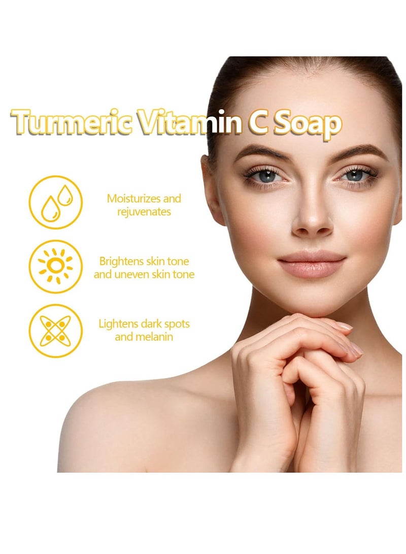 إيلهو صابون الكركم ، صابون طبيعي ، صابون الكركم للوجه والجسم ، صابون الكركم العضوي ، صابون الكركم وحمض الكوجيك للبقع الداكنة حب الشباب ، صابون مقشر ومغذي ، تنظيف المسام 100 غرام - Image 2