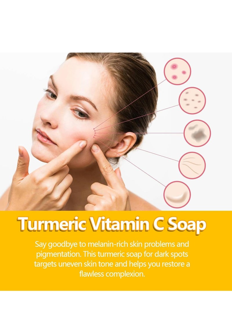 إيلهو صابون الكركم ، صابون طبيعي ، صابون الكركم للوجه والجسم ، صابون الكركم العضوي ، صابون الكركم وحمض الكوجيك للبقع الداكنة حب الشباب ، صابون مقشر ومغذي ، تنظيف المسام 100 غرام - Image 5