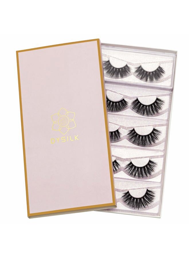 DYSILK Lashes False Eyelashes - Mink Lashes 5 Pairs 6D Faux Eyelash - Wispy Eyelashes Fluffy Strip Lashes Fake Eyelashes Reusable Lash Extension Kit | 15.5mm - Image 5