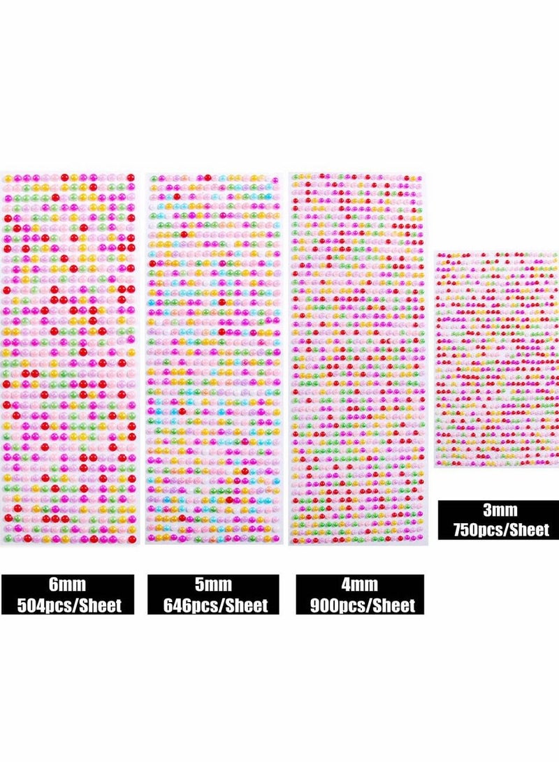 Excefore Self Adhesive Pearl Stickers Makeup,Colorful Pearls Gems for Eyes Face Nail Temporary Tattoo Gems Jewelry DIY Crafts Home Decoration Scrapbooking Embellishments Accessories Festival Decorations, 4 Siz  - Image 3