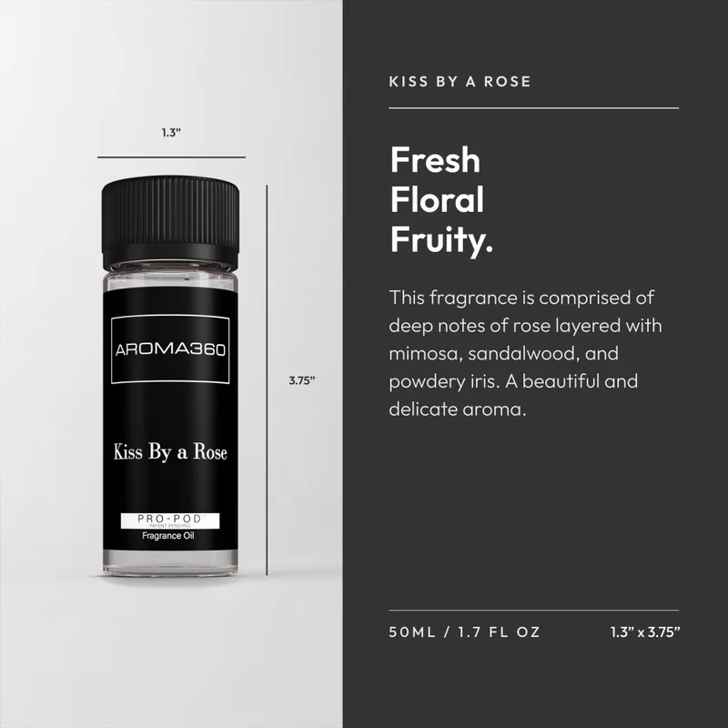 Aroma360  Kiss By a Rose Pro-Pod Oil Blend - Hotel Inspired for Luxury Essential Oil Diffusers - Aromatherapy Scent Diffuser Oil - Rose, Mimosa, and Jasmine - 50 mL, 1.7 fl oz  | Best Price UAE
