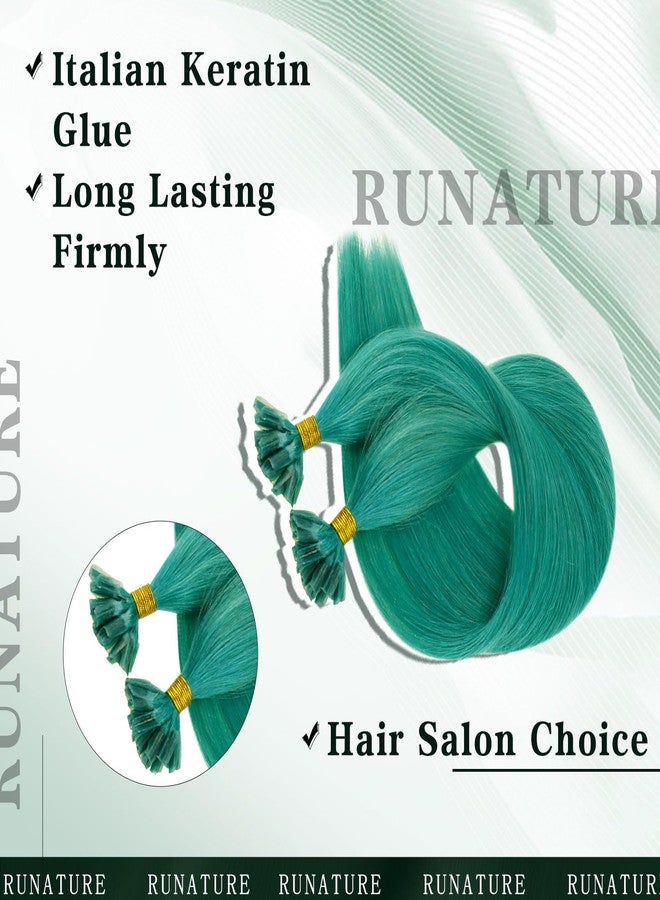 رونتشر وصلات شعر RUNATURE U Tip بطول 22 بوصة، وصلات شعر بشري طبيعي بلون أزرق مخضر، وصلات شعر K Tip، شعر بشري طبيعي للشعر الطويل الأملس، مناسبة للارتداء اليومي ويمكن تصفيفها، 25 غرام، 25 قطعة - Image 4
