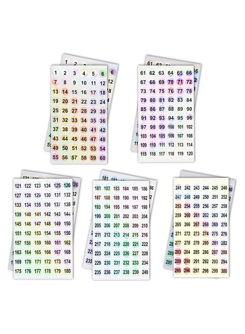 SOLARAE 1 to 300 Round Reflective Laser Number Stickers 10 Set Self Adhesive Label Stickers Inventory Storage Organizing Sticker for DIY Craft Marking Numbering Manicure Tool 50Pcs 10mm - Image 1