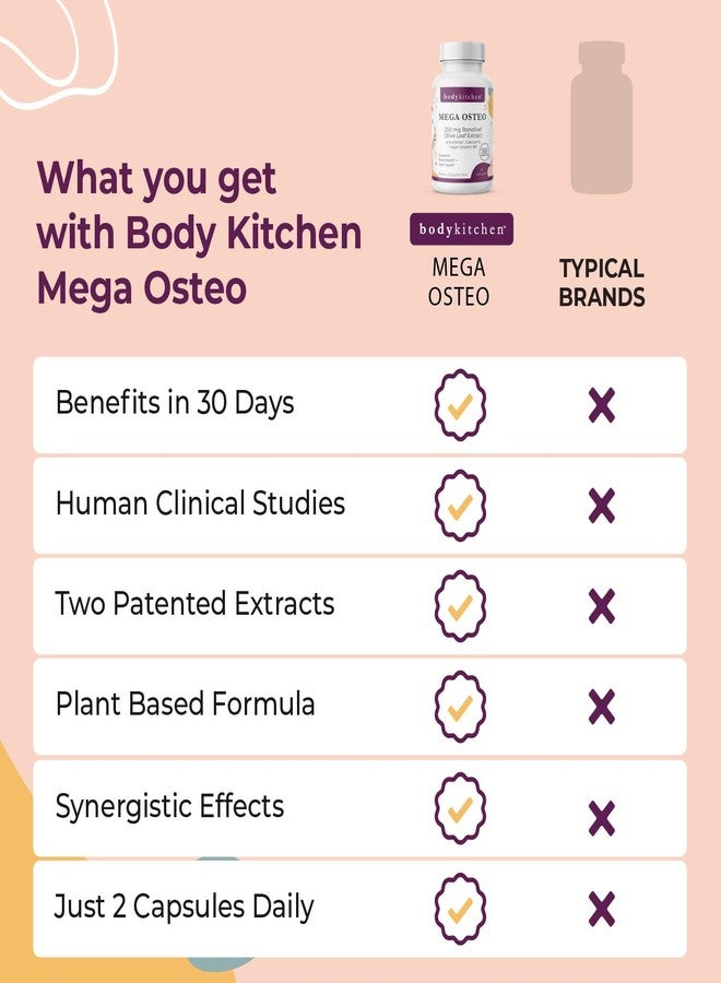 Body Kitchen Mega Osteo Bone & Joint Support with Bonolive K2 MK-7, 60 Caps - Image 5