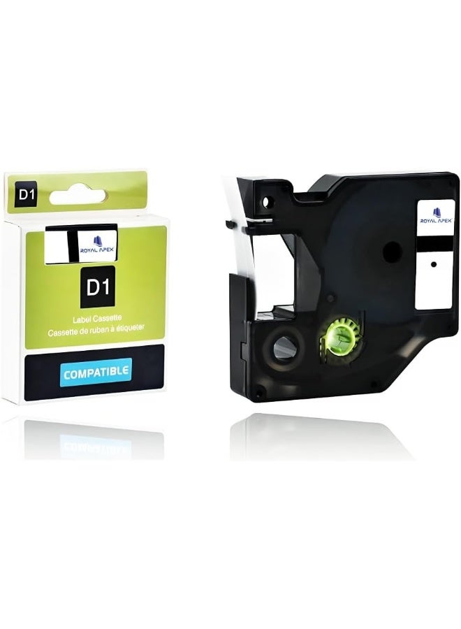 Royal Apex Dymo D1 Compatible Labeling Tape | 12Mm / 9Mm X 7M | Refills For Dymo Label Manager 160 280 Pnp 360D Label Writer 450 Duo Etc (12Mm - Black On Clear, 2, Piece)