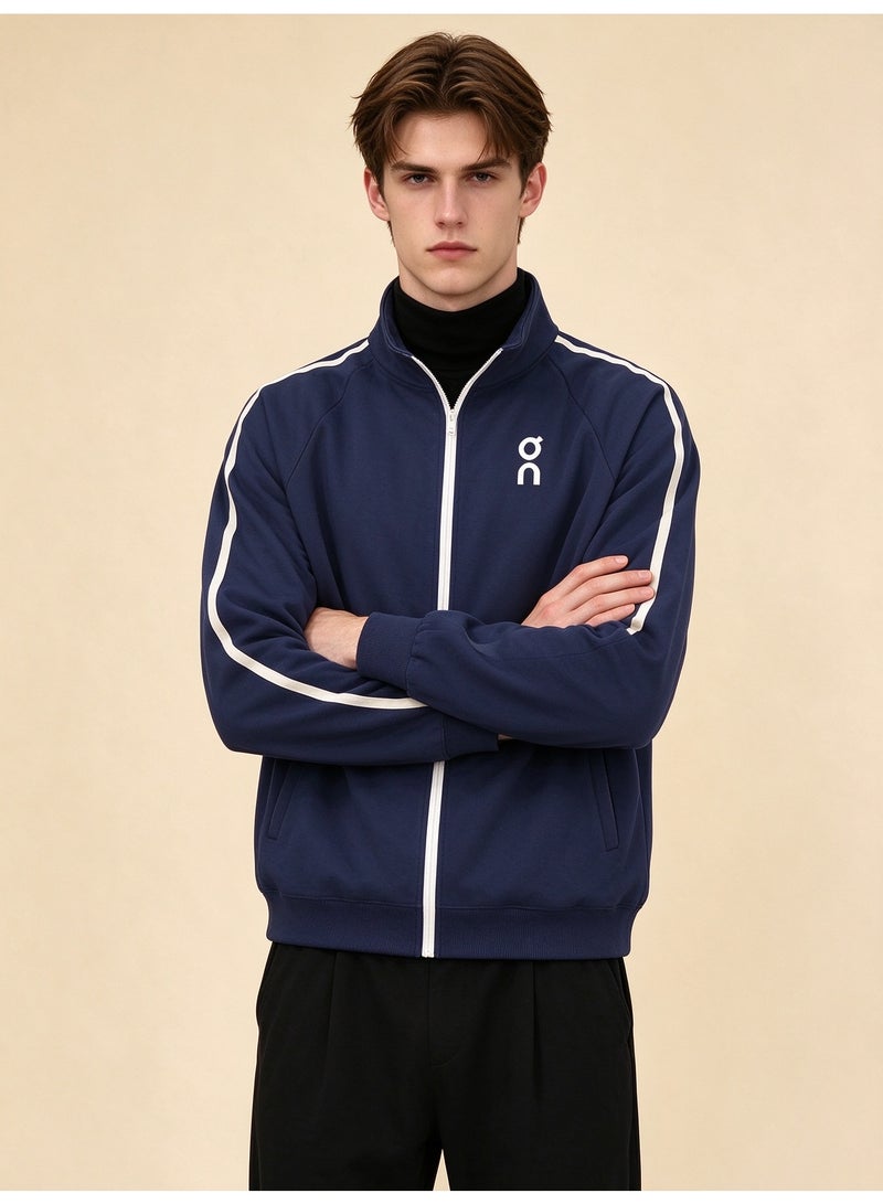 On Running Unisex Stand-Up Collar Zipper Jacket, Navy Blue - Image 4