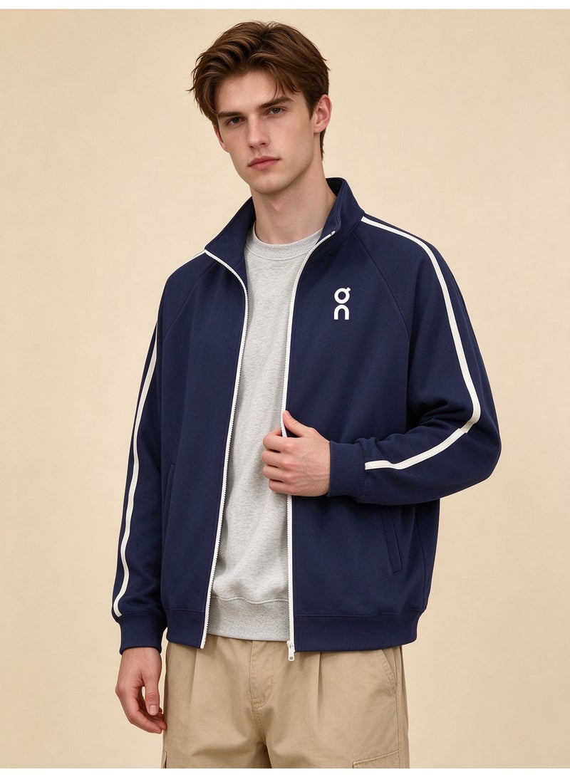 On Running Unisex Stand-Up Collar Zipper Jacket, Navy Blue - Image 3