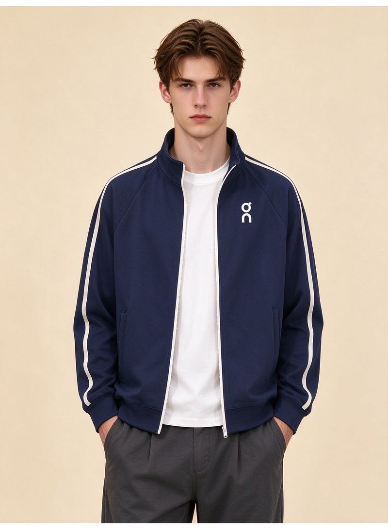 On Running Unisex Stand-Up Collar Zipper Jacket, Navy Blue - Image 1