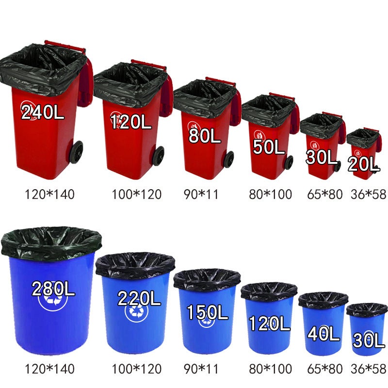 Plus Size Garbage Bag Flat Mouth Thickened Black 80 El Commercial Sanitation Property 90 Plastic Bag 100 Disposable - Image 4