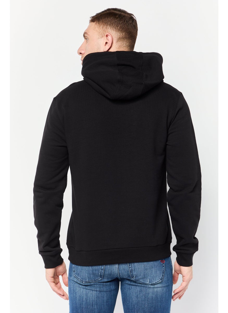 LAMBORGHINI Men Brand Logo Long Sleeves Hooded Sweatshirt, Black  - Image 2