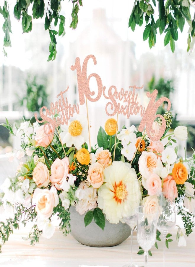 Ercadio 12 Pack Sweet 16 Party Centerpiece Gold Awesome Since Pink Sweet 16 Tabletop Decoration with Happy 16th Hello 16 for 16th Birthday Anniversary Party Decor - Image 3