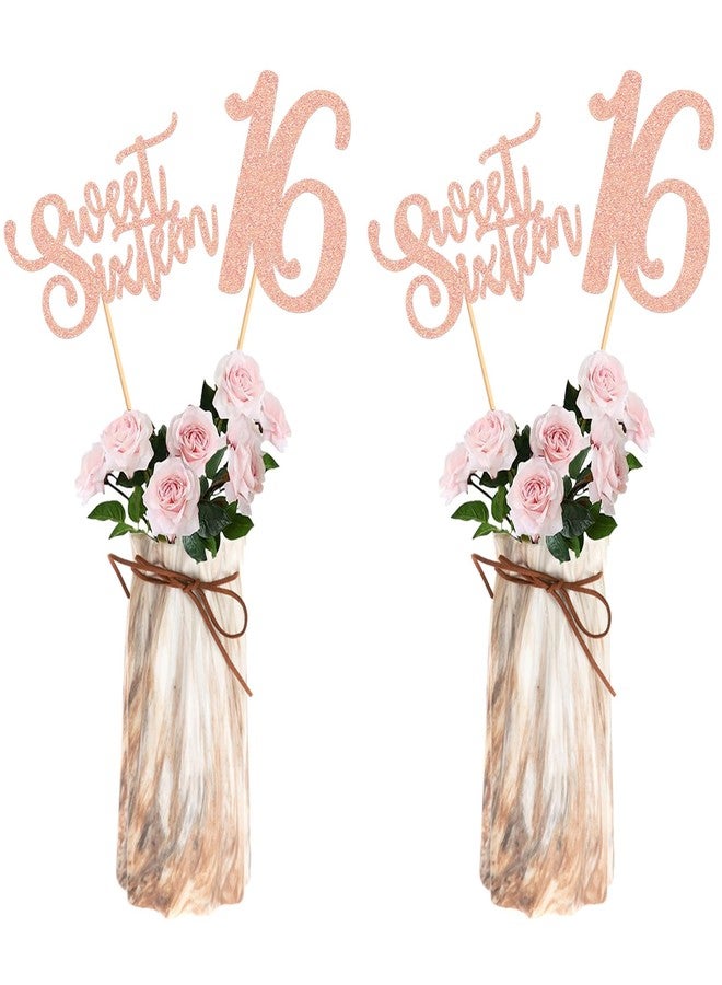 Ercadio 12 Pack Sweet 16 Party Centerpiece Gold Awesome Since Pink Sweet 16 Tabletop Decoration with Happy 16th Hello 16 for 16th Birthday Anniversary Party Decor - Image 1