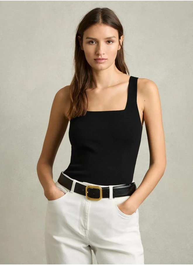 REISS Square Neck Knitted Vest