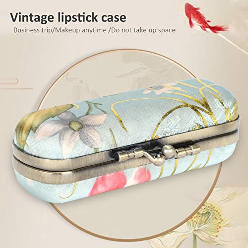 Yinhing Small Rose Lipstick Case Holder With Mirror - Mini Cosmetic Storage Box for Lip Gloss - Vintage Floral Ladies Jewelry Organizer Purse Bag - Image 4