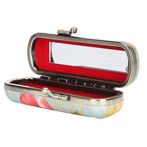Yinhing Small Rose Lipstick Case Holder With Mirror - Mini Cosmetic Storage Box for Lip Gloss - Vintage Floral Ladies Jewelry Organizer Purse Bag - Image 5