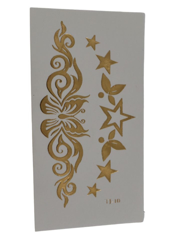Gerenic - Unisex Semi Permanent Tattoo, Realistic Waterproof Temporary Tattoo, Vibrant Gold Fake Tattoo Stickers - Image 1