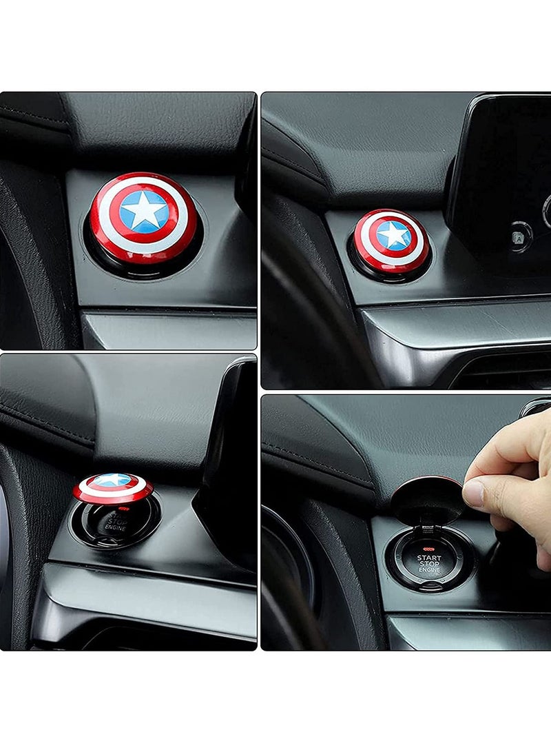 Car Engine Start Stop Button Cover, Captain America and Iron Man Decorative Ring Push Ignition Protective Universal Anti Scratch Stickers 2packs - Image 4