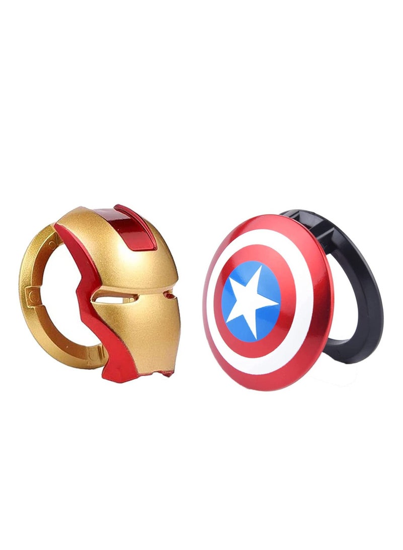 Car Engine Start Stop Button Cover, Captain America and Iron Man Decorative Ring Push Ignition Protective Universal Anti Scratch Stickers 2packs - Image 1