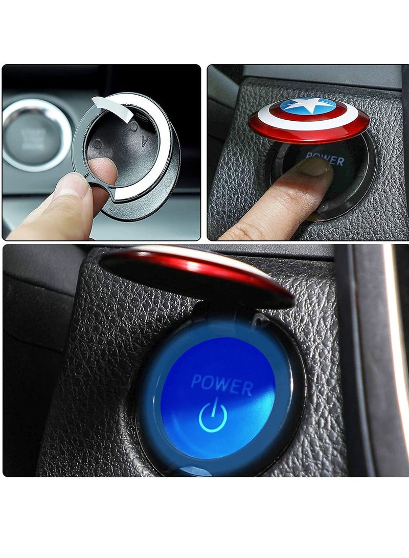 Car Engine Start Stop Button Cover, Captain America and Iron Man Decorative Ring Push Ignition Protective Universal Anti Scratch Stickers 2packs - Image 3