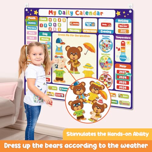 AKAYOK My Daily Calendar Felt Board for Toddlers - Preschool Classroom Calendar & Circle Time Learning Center - Days of The Week for Kids Toddlers Calendar - Image 3