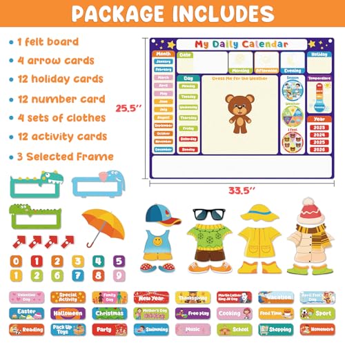 AKAYOK My Daily Calendar Felt Board for Toddlers - Preschool Classroom Calendar & Circle Time Learning Center - Days of The Week for Kids Toddlers Calendar - Image 2