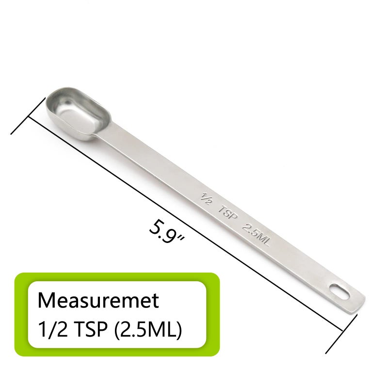 BERYLER 3PCS 1/2tsp (1/6tbsp, 2.5ml) Single Measuring Spoon, Stainless Steel Long Handle Individual Teaspoons Only - Image 2
