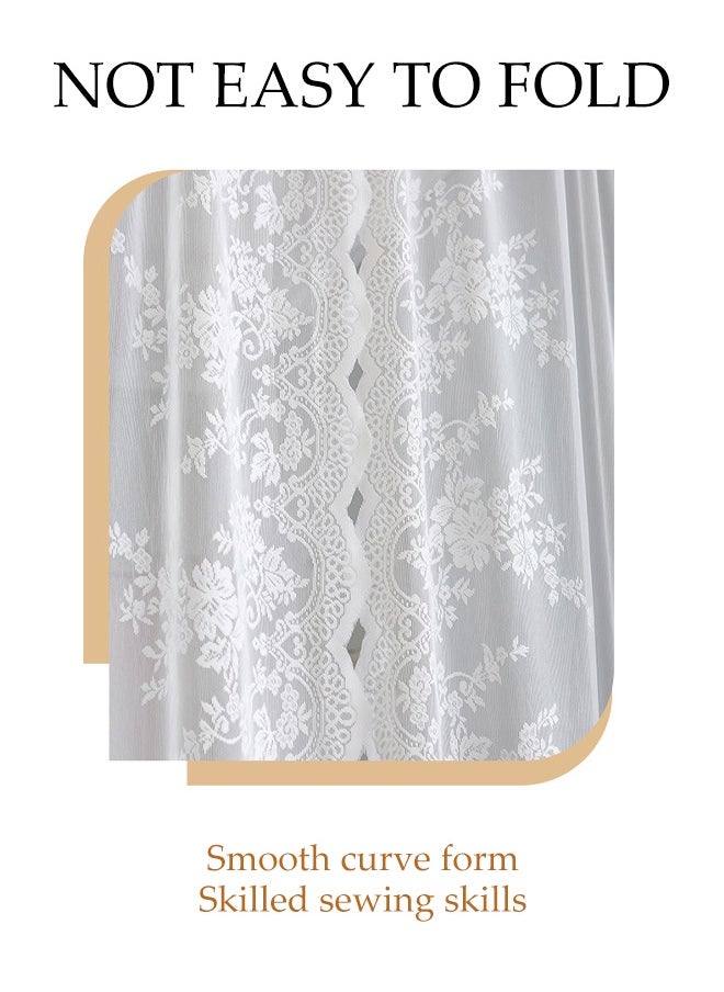 DUNISO White Mesh Door Curtain, Curtain, Gauze Curtain, Retractable Rod, Small Window Water-Blocking Short Curtain, Width 0.8-1.5m High 2m (Open), Suitable For Small Windows In The Living Room, Kitchen Cabinets, Doors  - Image 4