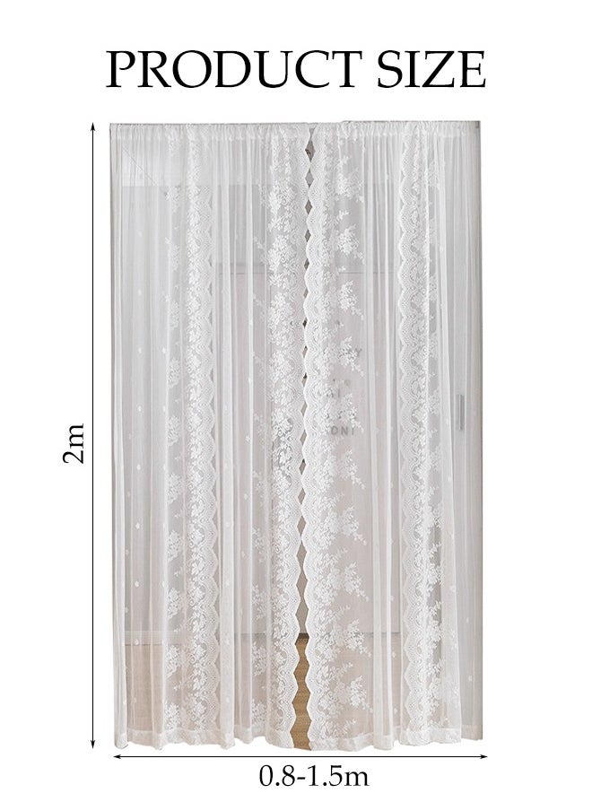 DUNISO White Mesh Door Curtain, Curtain, Gauze Curtain, Retractable Rod, Small Window Water-Blocking Short Curtain, Width 0.8-1.5m High 2m (Open), Suitable For Small Windows In The Living Room, Kitchen Cabinets, Doors  - Image 2