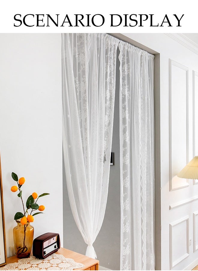 DUNISO White Mesh Door Curtain, Curtain, Gauze Curtain, Retractable Rod, Small Window Water-Blocking Short Curtain, Width 0.8-1.5m High 2m (Open), Suitable For Small Windows In The Living Room, Kitchen Cabinets, Doors  - Image 5
