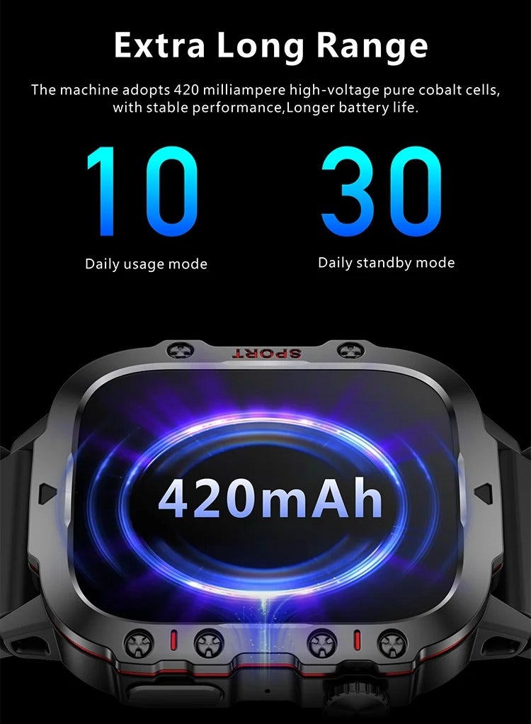 Yezler Sport Smartwatch for Adventure - Waterproof Fitness Tracker, Heart Rate Monitor, Durable Outdoor Watch, Activity Tracker, Step Counter, Calorie Burn Monitor, Rugged Design for Extreme Conditions, Bold Style - Image 3