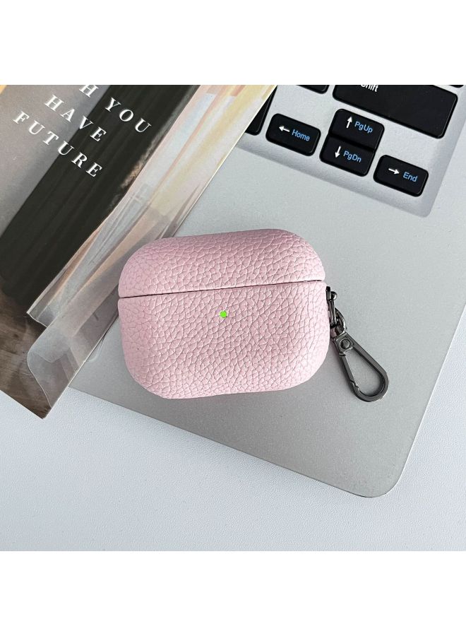 Loquat Lychee Pattern Airpods1/2 Protective Case For AppleAirpods Pro Wireless Bluetooth Leather Pattern Earphone Case-Color:Litchi Pattern Pink + on-Model:AirPodsPro2  - Image 1