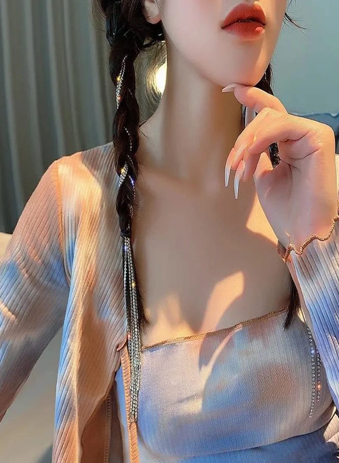 NICENEEDED Hair Clip, 6Pcs Rhinestone Hair Chains for Women, Punk Crystal Tassel Hair Clips Chains, 18.5 Inch Long, Hair Accessories for Girls Daily Wear - Image 4