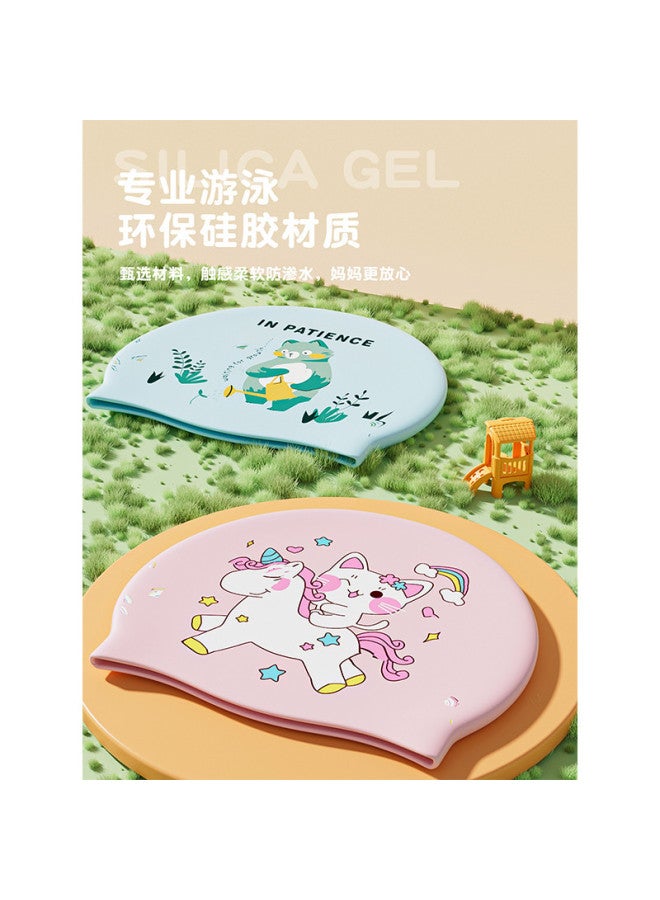 YouYou Children's Swimming Cap Cartoon Cute Non-tightening Head Girls Boys Baby Silicone Professional Swimming Cap - Image 4