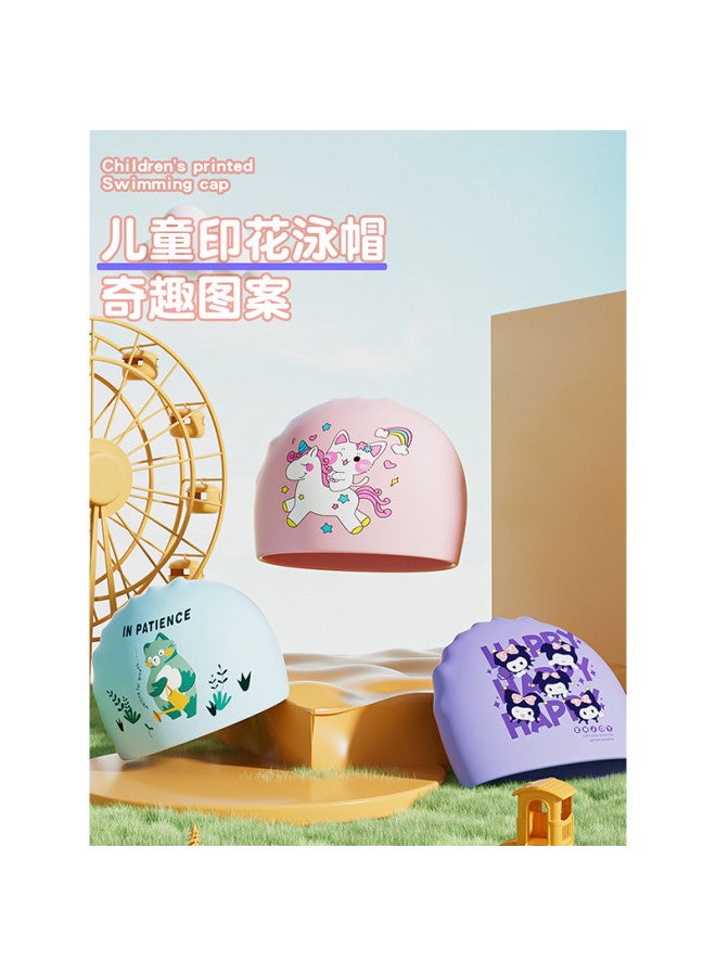 YouYou Children's Swimming Cap Cartoon Cute Non-tightening Head Girls Boys Baby Silicone Professional Swimming Cap - Image 3
