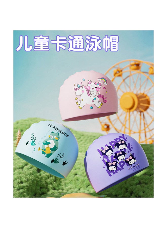 YouYou Children's Swimming Cap Cartoon Cute Non-tightening Head Girls Boys Baby Silicone Professional Swimming Cap - Image 5