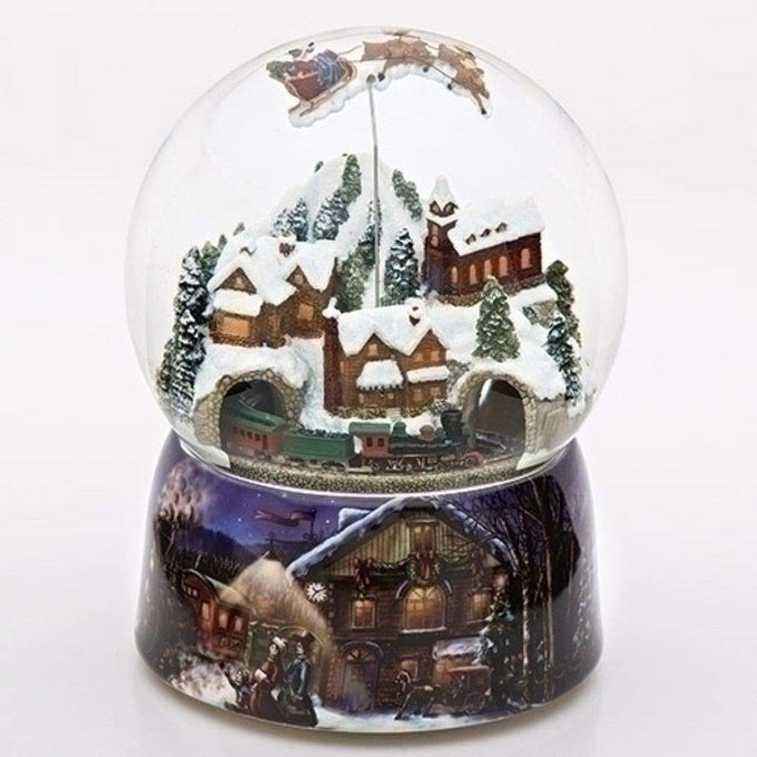 37753 GLITTERDOMES SNOW GLOBE 150MM MUSICAL WITH SANTA IN SLEIGH 8 INCH