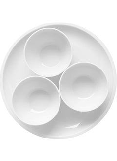 Everbuy Everbuy® Microwave Safe & Unbreakable Round Full Plates with Bowl (Pack of 6 Plates & 6 Bowl Set.- 12 Pieces) - White Color (Made in India)  - Image 2