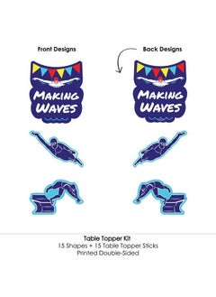 Big Dot of Happiness Making Waves Swim Team Swimming Party Or Birthday Party Centerpiece Sticks Table Toppers Set Of 15  - Image 5