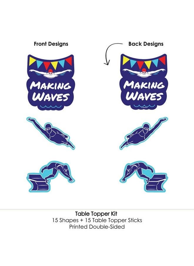 Big Dot of Happiness Making Waves Swim Team Swimming Party Or Birthday Party Centerpiece Sticks Table Toppers Set Of 15  - Image 5