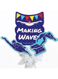 Big Dot of Happiness Making Waves Swim Team Swimming Party Or Birthday Party Centerpiece Sticks Table Toppers Set Of 15  - Image 3