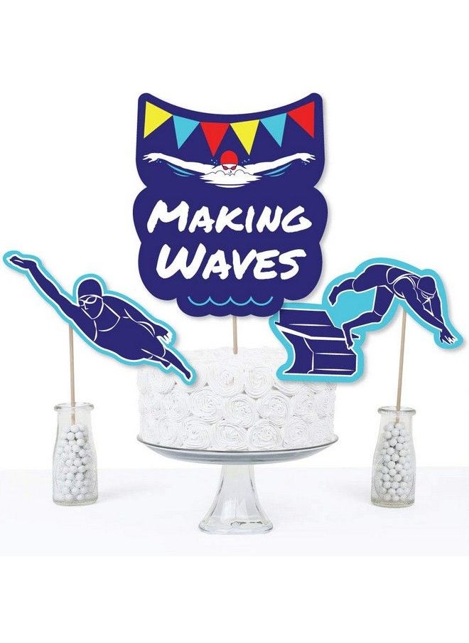 Big Dot of Happiness Making Waves Swim Team Swimming Party Or Birthday Party Centerpiece Sticks Table Toppers Set Of 15  - Image 4