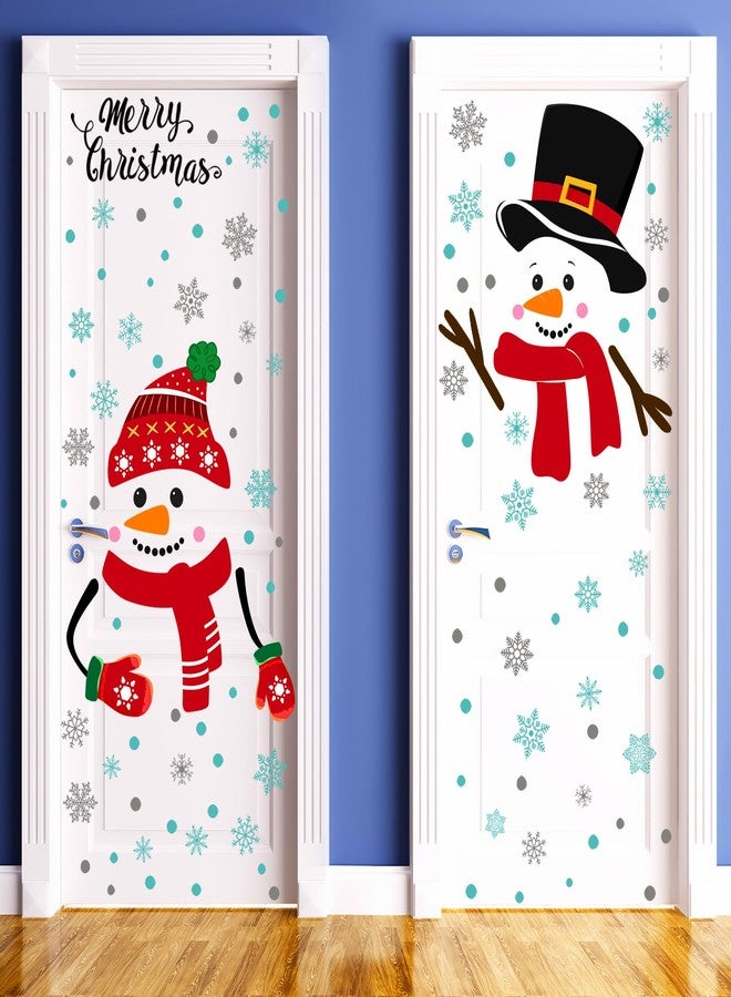 Zhanmai 12 Sheets Christmas Stickers Large Snowman Door Decals Removable Snowflake Decals for Winter Xmas Wall, Window, Home, Room, Refrigerator, Bedroom, Fridge - Image 4